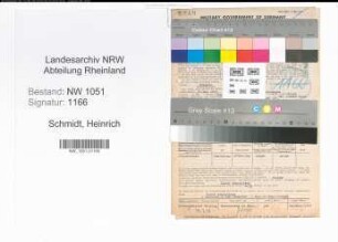Entnazifizierung Heinrich Schmidt , geb. 17.05.1886 (Baecker)