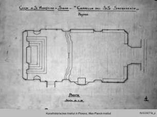 Sant' Agostino, Entwürfe für den Umbau 1947 : Grundriss der Sakramentskapelle vor dem Umbau (Zustand vor 1944)