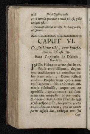 Caput VI. Bona Cogitatio de Divinis Beneficiis.