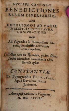 Nucleus : continens Benedictiones rerum diversarum