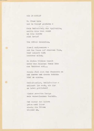 Heinz Piontek (1925-2003) Nachlass: Wie im Schlaf - BSB Ana 465 A.1.35