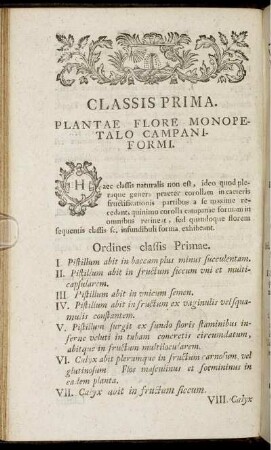 Classis Prima. Plantae Flore Monopetalo Campaniformi.