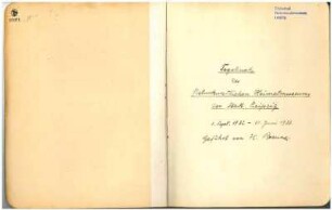 Tagebuch des Naturkundlichen Heimatmuseums der Stadt Leipzig. Vom 1. September 1932 bis 30. Juni 1933