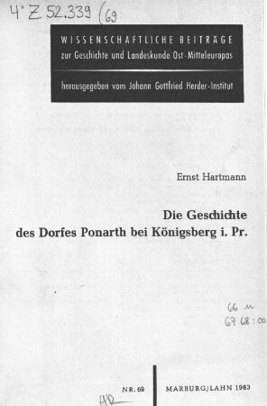 Die Geschichte des Dorfes Ponarth bei Königsberg i. Pr.