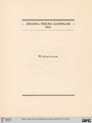 Johanna Freund-Kampmann Miniaturen