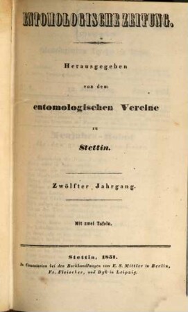 Entomologische Zeitung. 12, 12. 1851