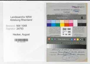 Entnazifizierung August Hecker , geb. 02.12.1888 (Geschaeftsfuehrer)