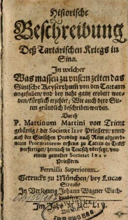 Historische Beschreibung des Tartarischen Kriegs in Sina