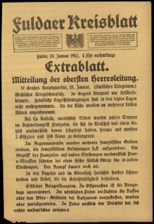 Zweite Ausgabe vom Montag, den 18. Januar 1915.