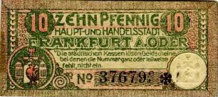 Frankfurt an der Oder, Stadt: 10 Pfennig 1920