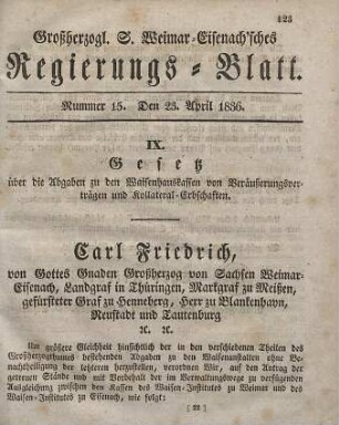 Nr. 15 : 23. April 1836