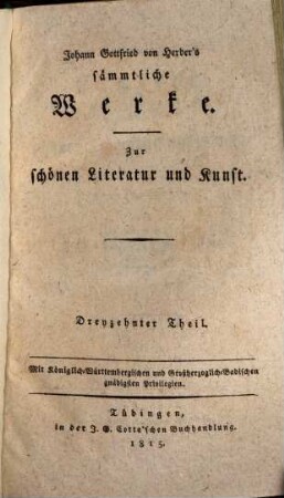 Johann Gottfried von Herder's Nachlese zur schönen Literatur und Kunst
