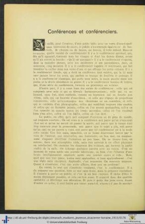 Conférences et conférenciers.