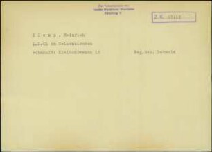 Eintrag in der Bundeszentralkartei (Teil des Testsamples): Klemp, Heinrich