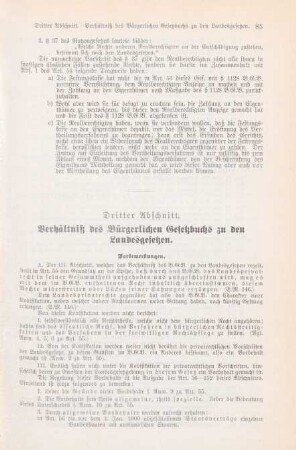 Dritter Abschnitt. Verhältniß des Bürgerlichen Gesetzbuchs zu den Landesgesetzen