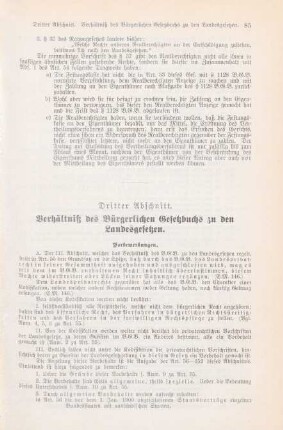 Dritter Abschnitt. Verhältniß des Bürgerlichen Gesetzbuchs zu den Landesgesetzen