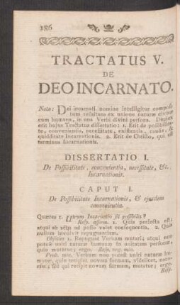Tractatus V. De Deo Incarnato.