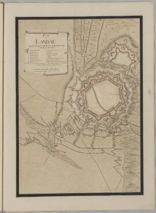 Plan de Landau avec les Attaque du 16. Iul: 1713 Iusques au 1. Aug: Iour de la Capitulation.