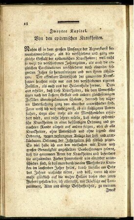Zweytes Kapitel. Von den epidemischen Krankheiten.