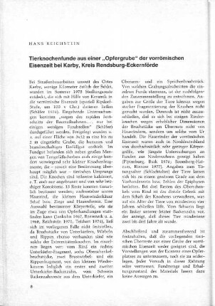 Tierknochenfunde aus einer „Opfergrube“ der vorrömischen Eisenzeit bei Karby, Kreis Rendsburg-Eckernförde.