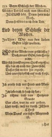 Lied beym Schlusse der Wochen