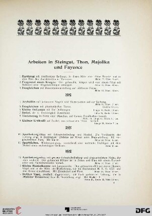 Arbeiten in Steingut, Thon, Majolika und Fayence (Nr. 1-43)