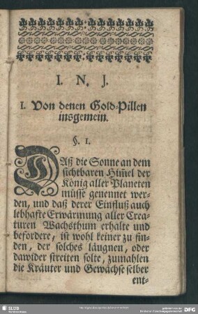 I. Von denen Gold-Pillen insgemein