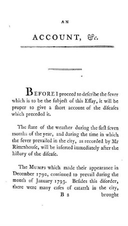An account of the diseases which preceded the yellow fever.