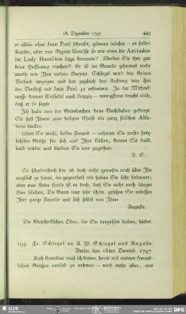 Friedrich von Schlegel an August Wilhelm von Schlegel und Auguste Böhmer, Berlin, 18.12.1797