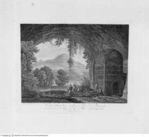 Collezione di Vedute di Tivoli ed altri dintorni di Roma, Veduta di Monte Cavo, di Rocca di Papa, e di Palazzuola prese nell'interno del Ninfeo del lago di Albano sotto Castelgandolfo