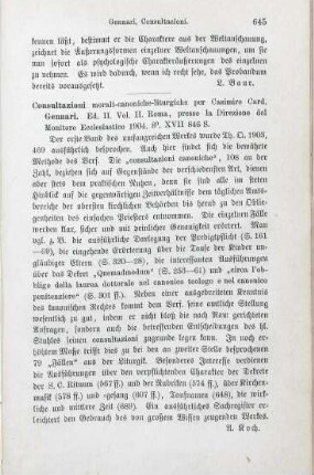645 [Rezension] Gennari, Casimiro, Consultazioni
