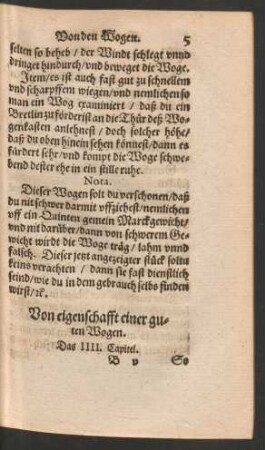 Von eigenschafft einer guten Wogen. Das IIII. Capitel.