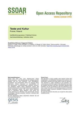 Texte und Kultur