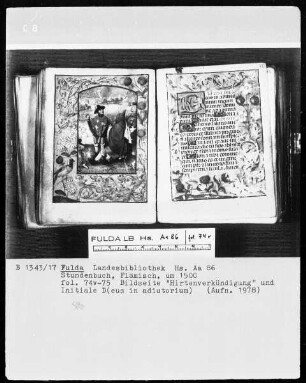 Stundenbuch — Verkündigung an die Hirten, Folio 74verso