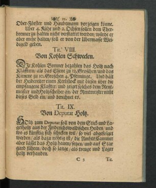 Tit. IX. Von Deputat Holtz.