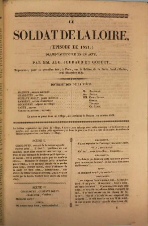 Le Soldat de la Loire : (épisode de 1821) ; drame-vaudeville en un acte
