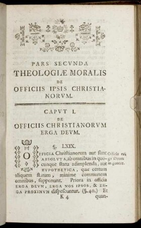 Caput I. Officiis Christianorum erga deum.