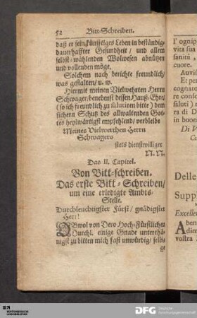 Das II. Capitel. Von Bitt-Schreiben