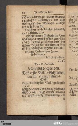 Das II. Capitel. Von Bitt-Schreiben