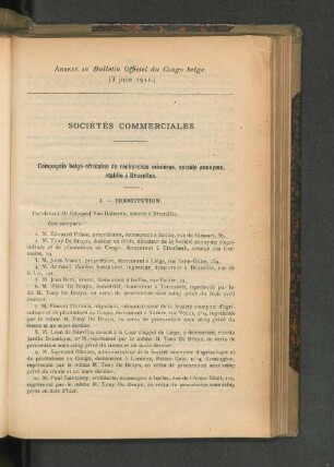 Annexe du Bulletin Officiel du Congo belge. (3 juin 1911.)