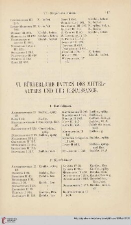 VI. Bürgerliche Bauten des Mittelalters und der Renaissance