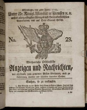 No. 23. Montags, den 4ten Junii, 1753.