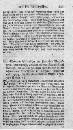 Die allgemeine Sittenlehre des sinnlichen Vergnügens.