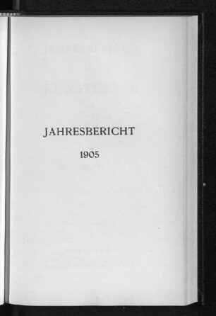 1905(1906): Jahresbericht der Kunsthalle zu Hamburg