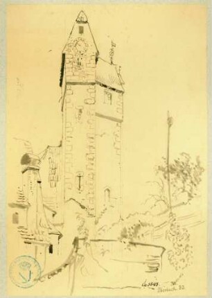 Eberbach Mantel- oder Pulverturm von Süden