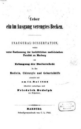 Ueber ein im Ausgang verengtes Becken : Inaug. Diss.