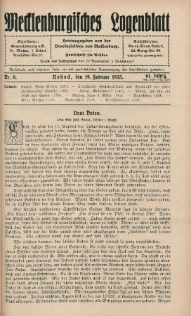 Nr. 8. Rostock, den 19. Februar 1933. 61. Jahrg.