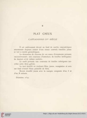 Plat Creux (Caffaggiolo XVe siècle)