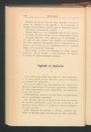 Siguiendo su inspiración