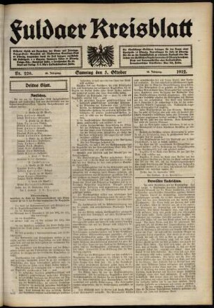 Dritte Ausgabe vom Samstag, den 05. Oktober 1912.
